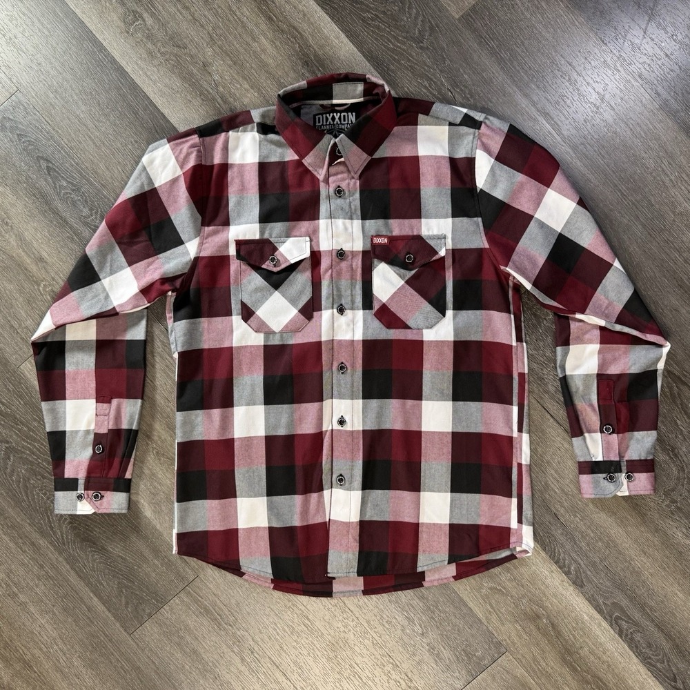 Dixxon Flannel Southpaw Shirt Men's L Red Plaid Check  Long Sleeve Maroon